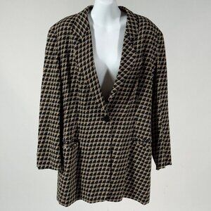 Vintage 80s Giorgio Armani Le Collezioni black/tan patterned blazer Size 14/EU48